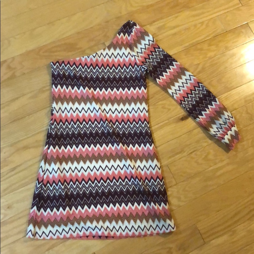 Retro boutique one shoulder shift sweater dress